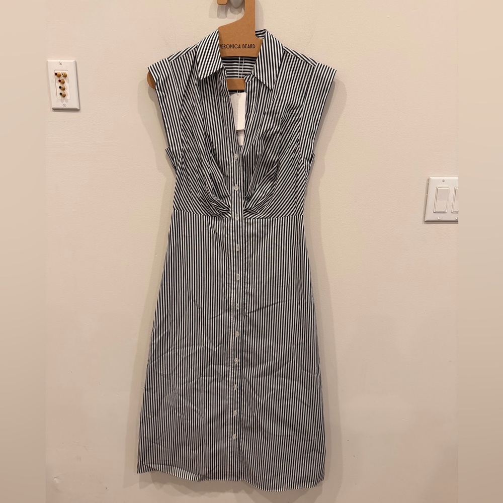 Veronica Beard Sleeveless Haydon Dress Size 2 Navy White Stripe NWT
